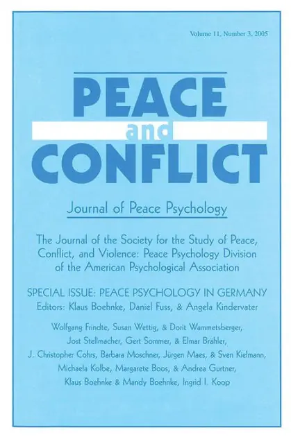 Peace Psychology in Germany: A Special Issue of Peace and Conflict Sale