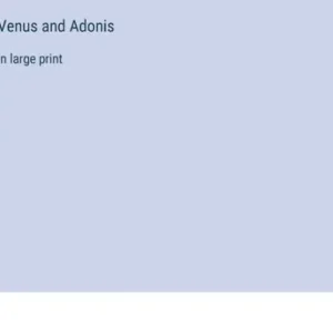 Hot Deal Venus and Adonis: in large print