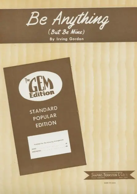 Be Anything: as performed by Eddy Howard, Single Songbook Price Cut