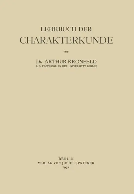 Lehrbuch der Charakterkunde Special Discount