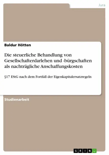 Die steuerliche Behandlung von Gesellschafterdarlehen und -bürgschaften als nachträgliche Anschaffungskosten: §17 EStG nach dem Fortfall der Eigenkapitalersatzregeln Order Now