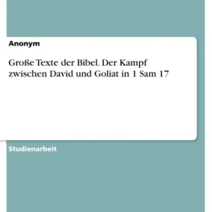 Direct From Manufacturer Große Texte der Bibel. Der Kampf zwischen David und Goliat in 1 Sam 17