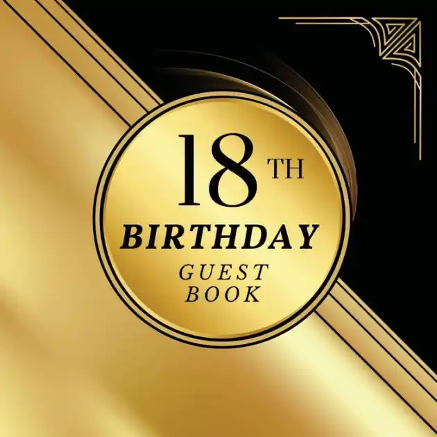 Modern 18th Birthday Guest Book Gold Wave: Fabulous For Your Birthday Party - Keepsake of Family and Friends Treasured Messages and Photos