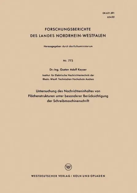 Untersuchung des Nachrichteninhaltes von Flächenstrukturen unter besonderer Berücksichtigung der Schreibmaschinenschrift Get Yours