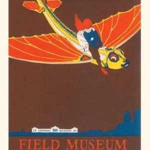 Free Returns Vintage Journal Poster for Field Museum with Children on Giant Koi