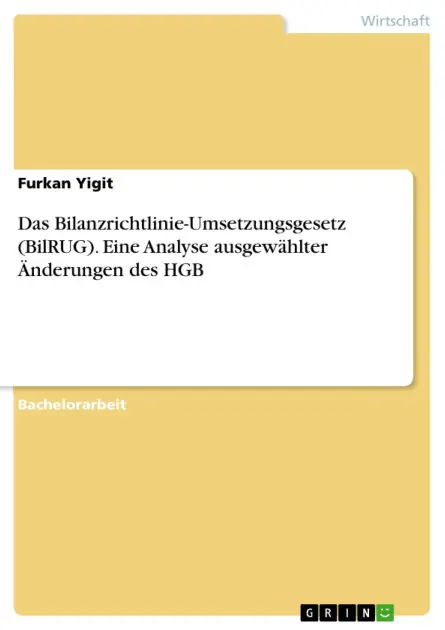 Super Sale Das Bilanzrichtlinie-Umsetzungsgesetz (BilRUG). Eine Analyse ausgewählter Änderungen des HGB